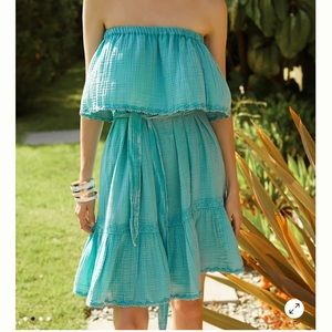 Anthropologie Kona Strapless Dress in Turquoise
